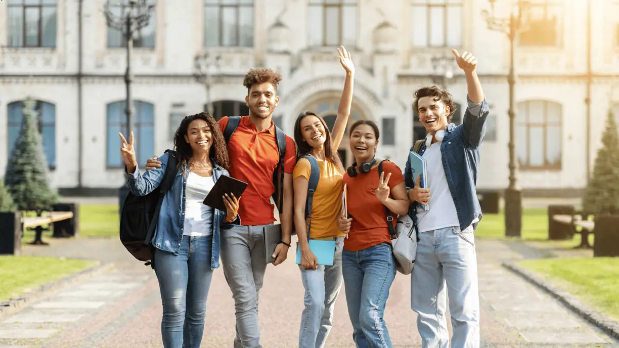Students at a university campus